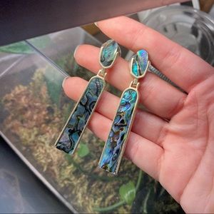 Kendra Scott Carson Statement Earrings in Abalone Shell (Silver Metal)